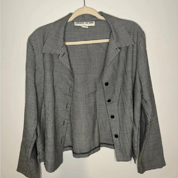 Adolfo Studio Vintage houndstooth cropped button down jacket - Picture 16 of 16